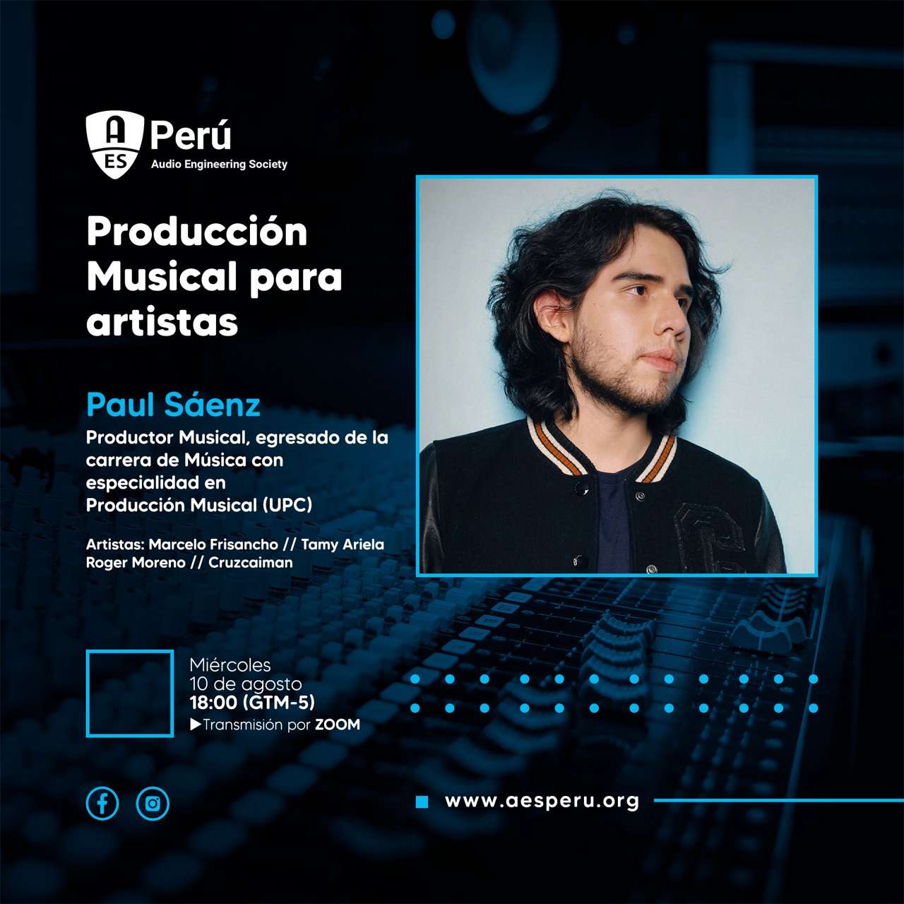 AES Perú – Webinar  de Producción Musical para artistas con Paul Sáenz